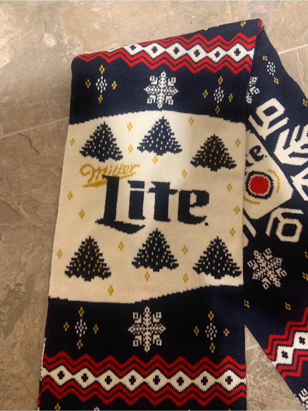 Miller Lite Holiday Ugly Sweater Knit Scarf Beer